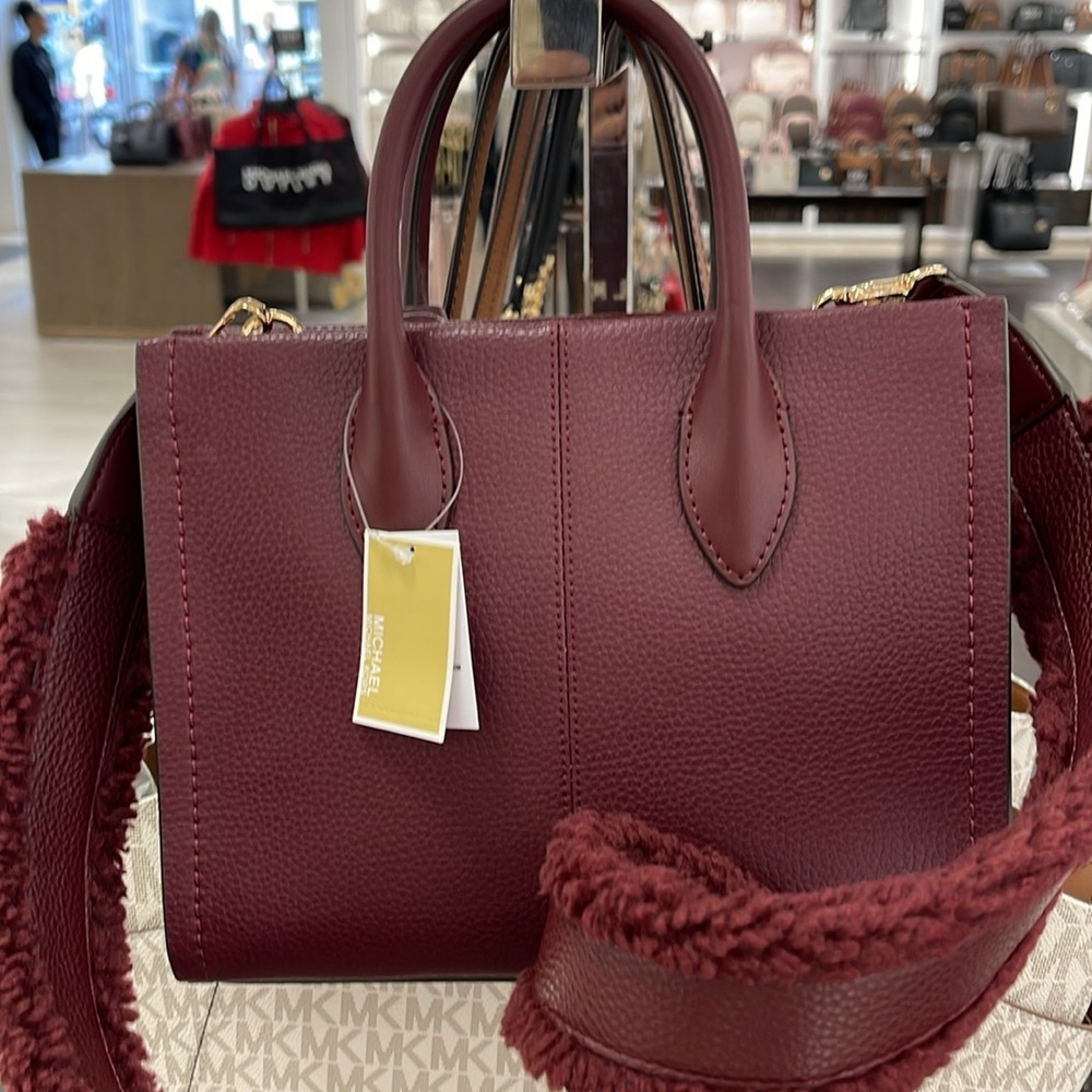 Michael Kors Mirella Small Pebbled Leather Shopper Top Zip Crossbody XBody Bag - Picture 15 of 16